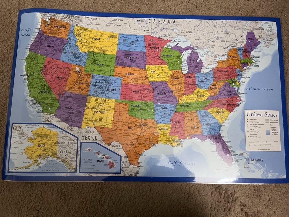 World Map Laminated Poster for Kids and Adults Double-Sided Educational Poster