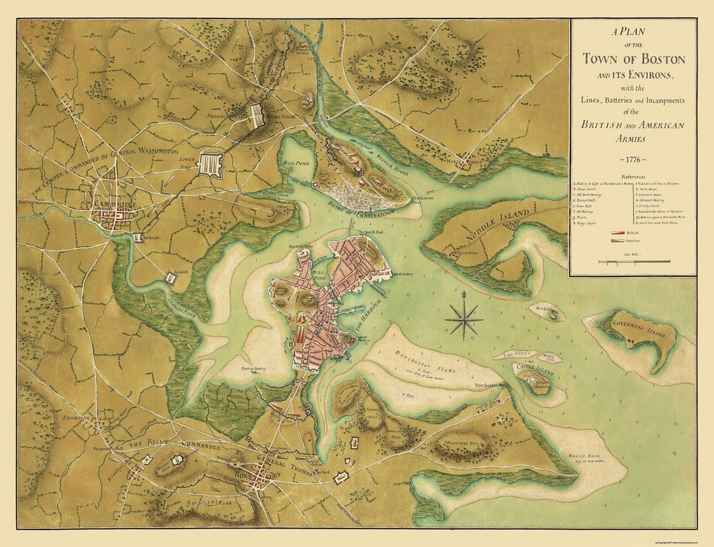 Historic City Map – Boston Massachusetts – Page 1776 – Vintage Wall Art