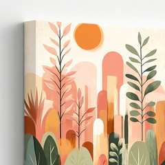 3 Pieces Abstract Botanical Earth Tones Geometric Shapes Large Wall Art Decor