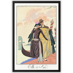 George Barbier Elle est Lue 1921 Art Deco Poster Framed 11×17 Vintage Print