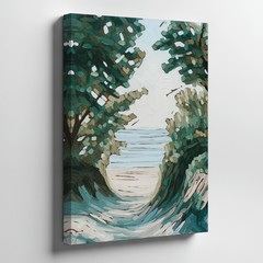 Modern Coastal Canvas Wall Art Beach Path Abstract Landscape Seascape Print