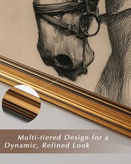 Gold Framed Canvas Prints Wall Art, Vintage Horse Decor, Sketch Animal Painti…