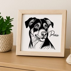 Personalized Laser Engraved Beauceron Dog Portrait on Wood in Frame Handcrafted