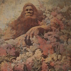 BIGFOOT FLOWER Poster, Sasquatch Botanical Wall Art, Cryptid Yeti Floral Print
