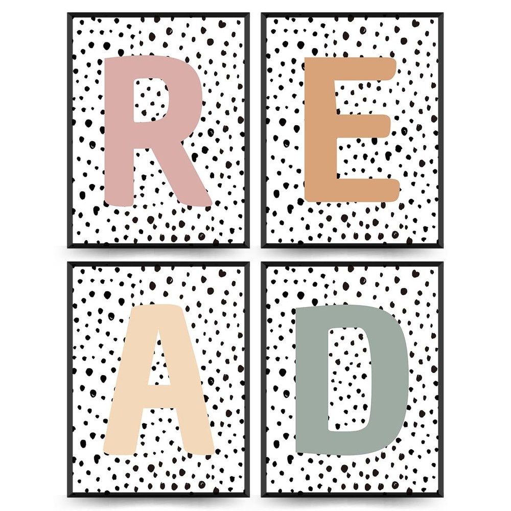 Classroom Decor, Boho Classroom Must Haves Homeschool Wall Decor Set of 4, Re…