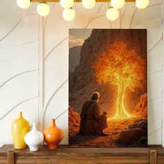 Wall Art Glowing Tree Print Desert Canyon Spiritual Landscape Fantasy Decor
