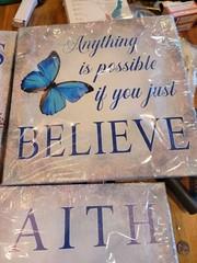 4 Pcs 12X12 Butterfly Wall Art Inspirational Quotes Love Dream Faith Believe…