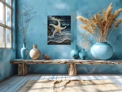 16×20 Dancing Starfish Beach Coastal Canvas Print Wall Art