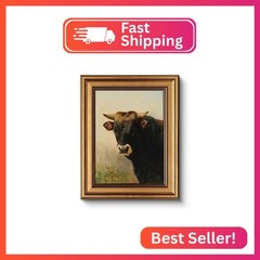 WHASAYART Gold Framed Vintage Wall Art for Living Room, Highland Cow Bathroom De