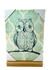 NEW OLD STOCK 12″ X 16″ Owl Print Distressed Look Picture Hang Wall Art