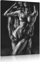 Sexy Couple Canvas Wall Art Canvas Painting Poster Wall Mural,24″x48″ DIY Framed