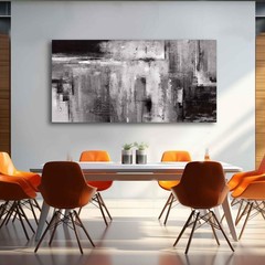 Black Abstract Wall Art Living Room Decor Painting 29″x 58″ White Abstract Gr…