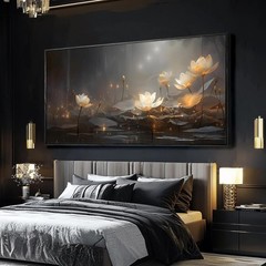 White Floral Wall Decor Gold Botanical Canvas Paintings Modern Artwork for Li…