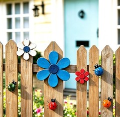 Multicolor Ladybug Outdoor Wall Art Set of 4 – Perfect Gift for Garden Lovers