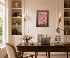 Framed Chinoiserie Floral Bird Wall Art Vintage Botanical Peony Painting Prin…