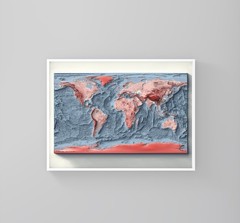 Bathymetric World Map, World 2D Relief Map, World Vintage Map – 2D Flat