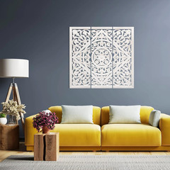 James Symfony Set of 3 Decorative Wall Panels – 36×12 Inch White Art Decor