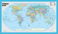 World Wall Map Robinson Projection – 21″x36″ Rolled Paper or Laminated Blue 2020