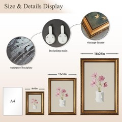 Vintage Gold Framed Wall Art Funny Bathroom Canvas Wall Art Toilet Paper Bota…