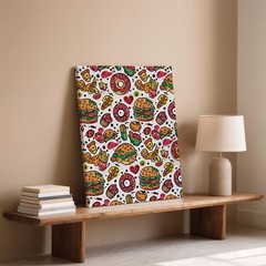 Vibrant, Playful Food-themed Pattern Featuring A Variety Of Colorful Wall Art