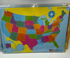 (2) Smart Poly Learning Mats USA World Maps 12″ x 17″ Double-Sided Dry Erase US