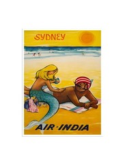 Sydney Art Australia Beach Print Air-India Travel Poster 12×16″ H1890