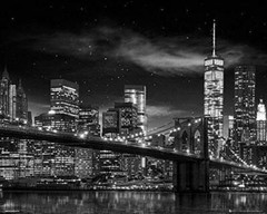 New York Freedom Tower Poster Large 24″x36″ B&W Brooklyn Bridge Art Print – New
