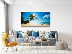 Canvas Wall Art Summer Ocean Waves Prints Canvas Painting, DIY Framed 24″x48″