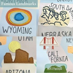 Extra Large USA Map for Room Wall Decor — Embroidered 32×24 Canvas United Sta…