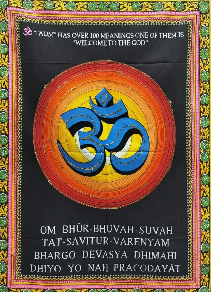 Om in Blessing Pose Pure 100% Cotton 30X40 Inches Cloth Poster Wall Hanging
