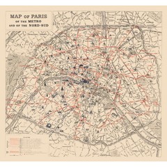 Historic Map – Paris France Metro- 1923 – Vintage Wall Art