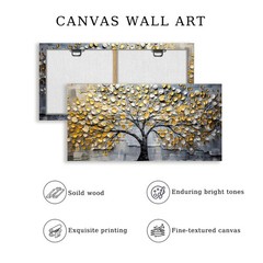 Tree of Life Large Wall Art, Neutral Golden Tree Canvas Art Prints, Gray and …