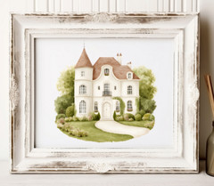 House Wall Art Print, Cozy 2 Story House Wall Art, Cottage Wall Art Print #88