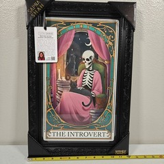 Sapna Shah THE INTROVERT Skeleton Tarot Framed Wall Art Black Ornate 18×12″