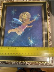 2 In Set Vintage Foil Art Fairy Pixie And Firefly Framed Picture Foil 10×8