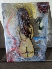 Glass Canvas With Acrylic, Glitter And Resin