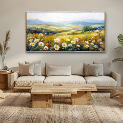 Large Wood Framed Canvas Wall Art – Pastoral Flower Decor 30×60 In