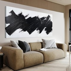 Abstract Wall Art Decor Modern Large Wall Art For Living Room Black Minimalis…