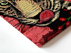 Wall Art Leopard Head Floral Botanical Print Pink Flowers Wildlife Poster Print