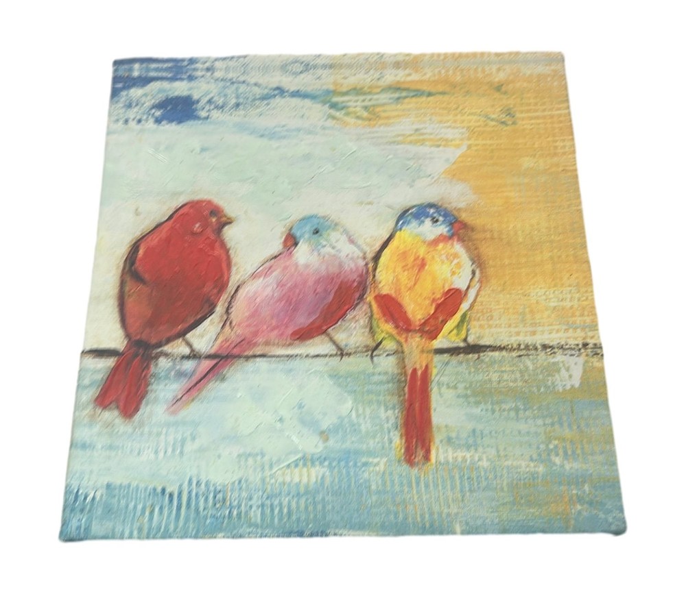 Vibrant Birds on a Wire Canvas Print Home Decor 10×10
