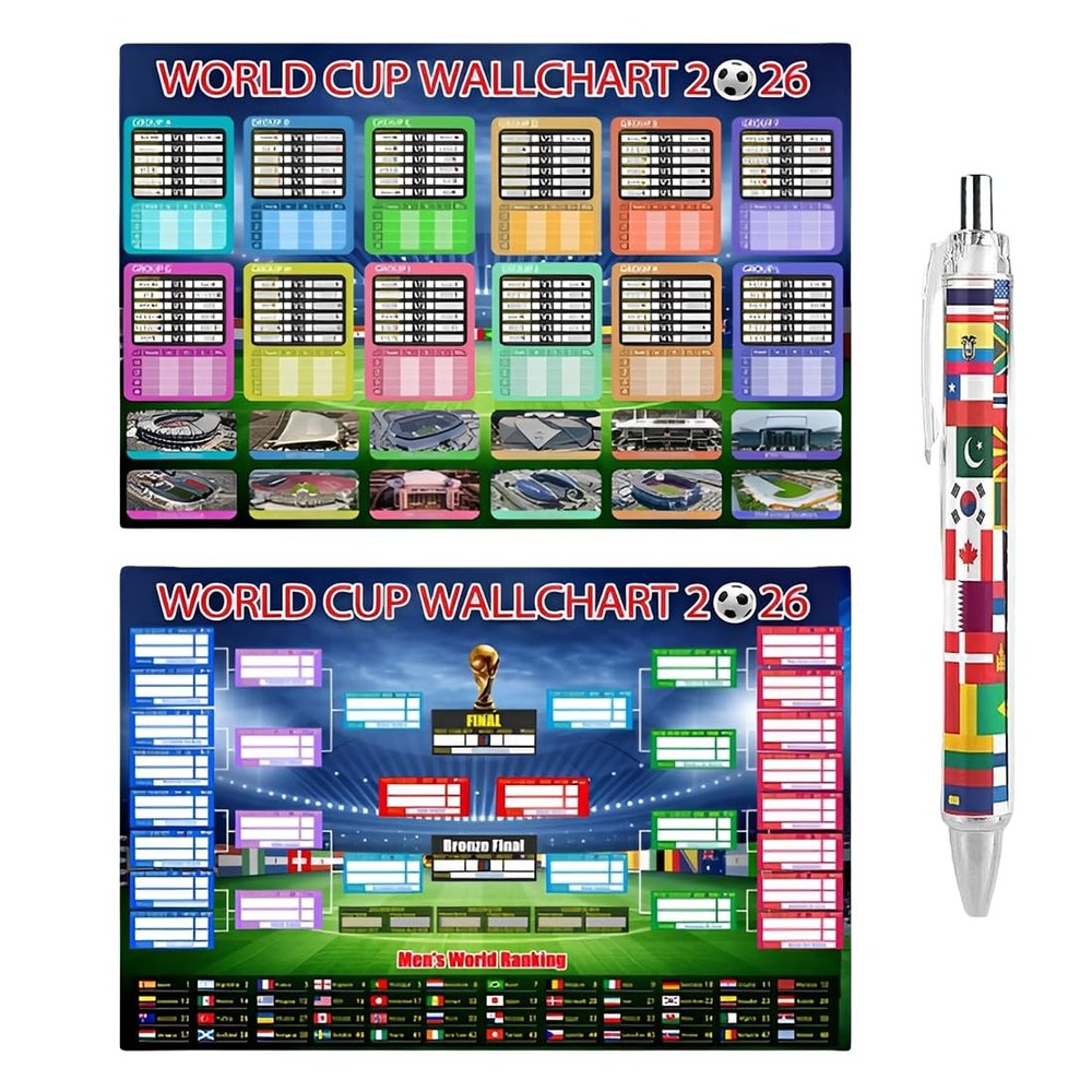 2026 World Cup Bracket Poster – 27×40 Inch Wall Chart with Marker Pen – DIY Sche