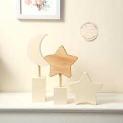 3 Pcs Boho Nursery Shelf Decor Wooden Moon and Star Nursery Decor Set Cute Bohem