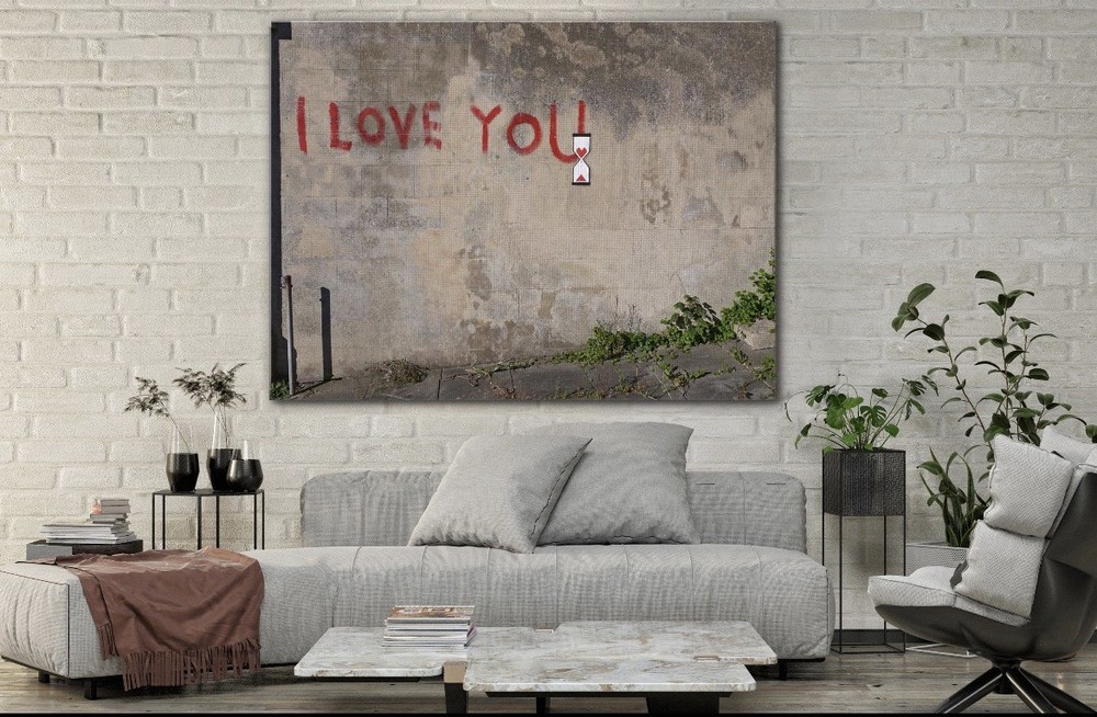 BANKSY “I Love You…” Reproduction on Canvas ready To Hang 12 x 18 Inch
