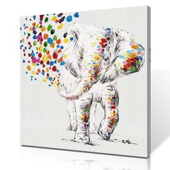 Happy Elephant Canvas Wall Art Cute Elephant Spraying Water Picture Print for…