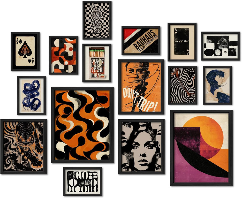16 PCS Retro 70s Wall Art Set, Vintage Prints for Aesthetic Home Decor