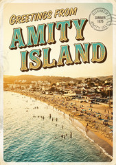 Amity Island Jaws Horror Wall Collage Postcard Style Poster