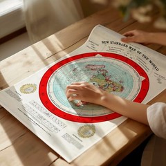 Flat Earth Map + Patent + Verso Key Alexander Gleason’s 1892 Standard World Map