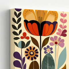 3 Pieces Mid Century Modern Floral Large Wall Art Set for Bedroom Set Of 3