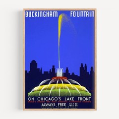 Chicago – Buckingham Fountain Retro Travel Poster
