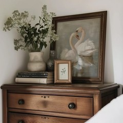 Vintage Swan Printable Wall Art, French Country Bird Print, Antique Decor